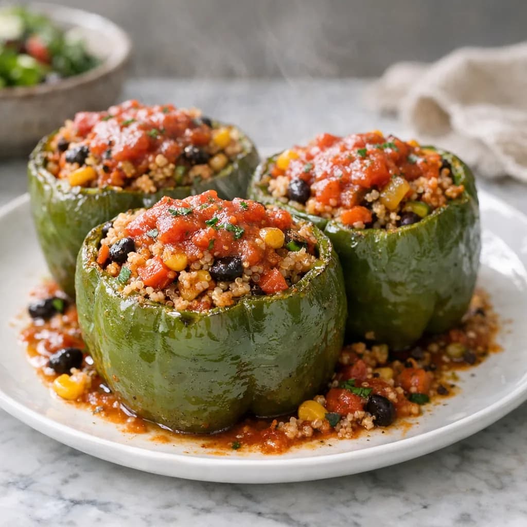 Baked Stuffed Peppers with Veggies and Rice recipe
