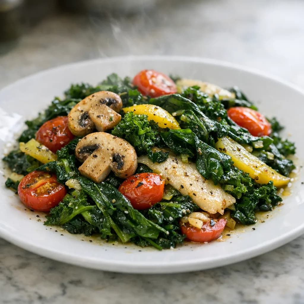 Baked Tilapia with Spinach and Vegetables recipe