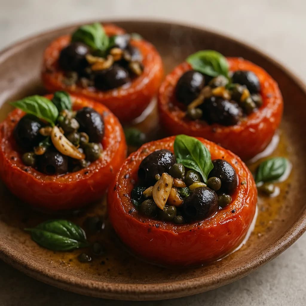 Baked Tomatoes with Olives and Capers recipe