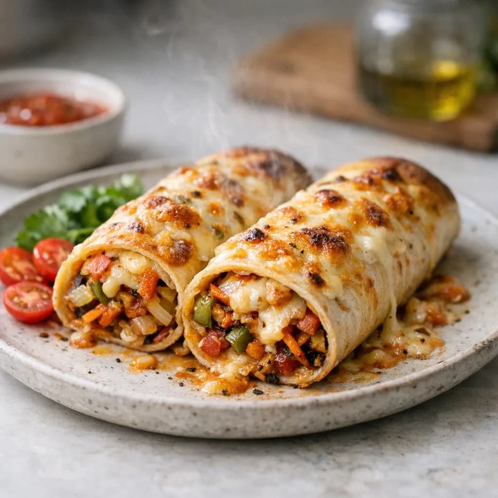 Baked Vegetable Wraps with Cheese recipe