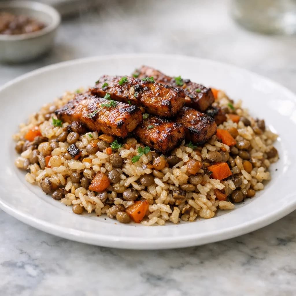 Brown Rice and Lentils with Smoky Tempeh recipe