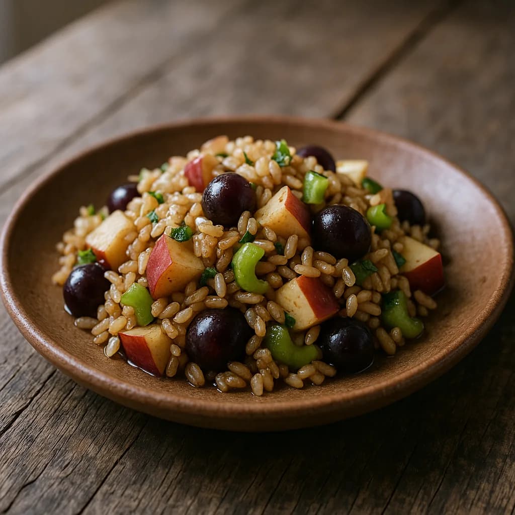 Brown Rice Salad with Apples and Grapes recipe