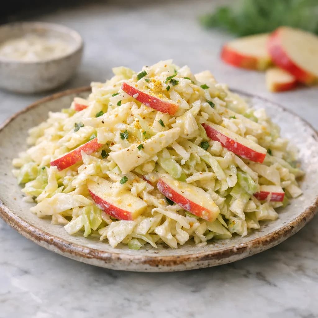 Cabbage and Apple Salad with Jain Dressing recipe
