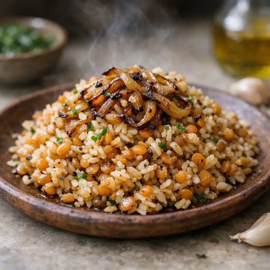 Caramelized Onion and Lentil Pilaf recipe
