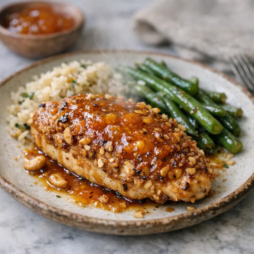 Cashew-Crusted Chicken with Apricot Glaze recipe