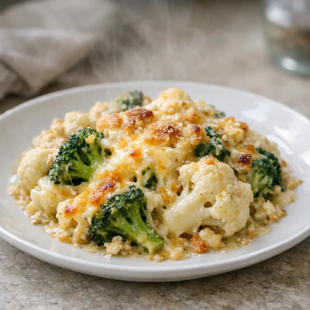 Cheesy Broccoli and Cauliflower Bake recipe