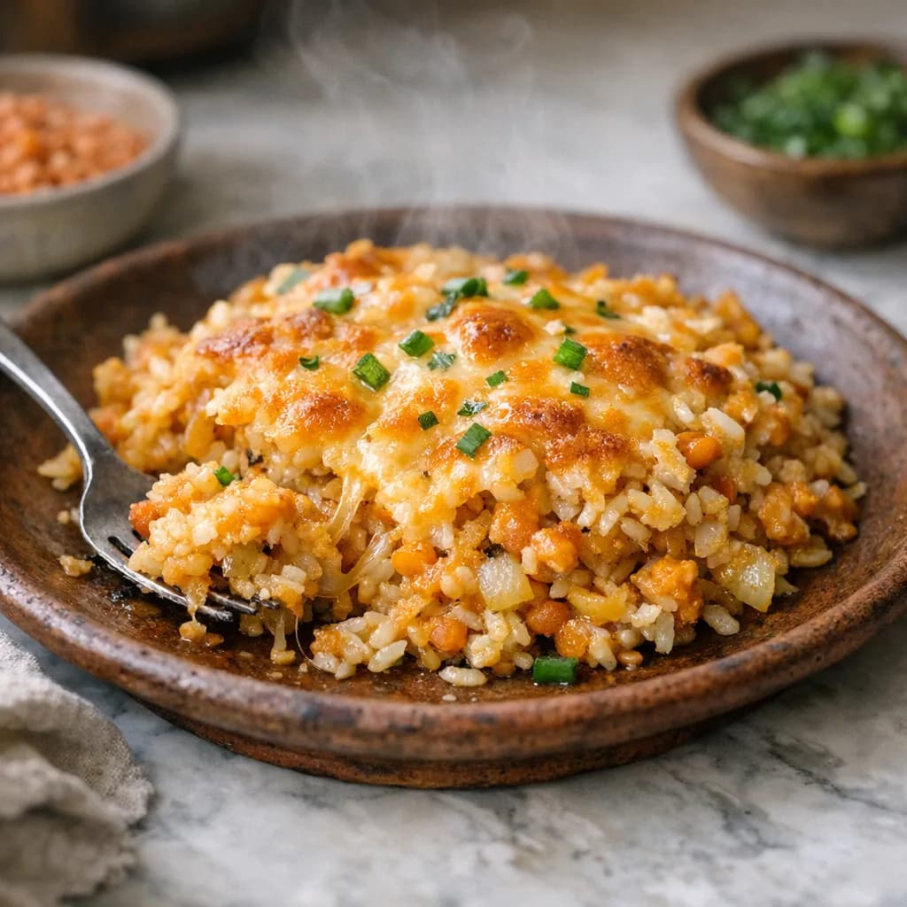 Cheesy Lentil and Rice Bake recipe