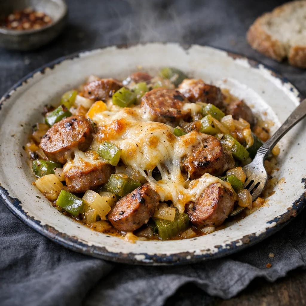 Cheesy Sausage and Vegetable Skillet recipe