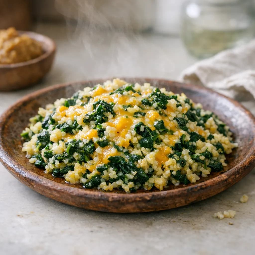 Cheesy Spinach Cauliflower Rice recipe