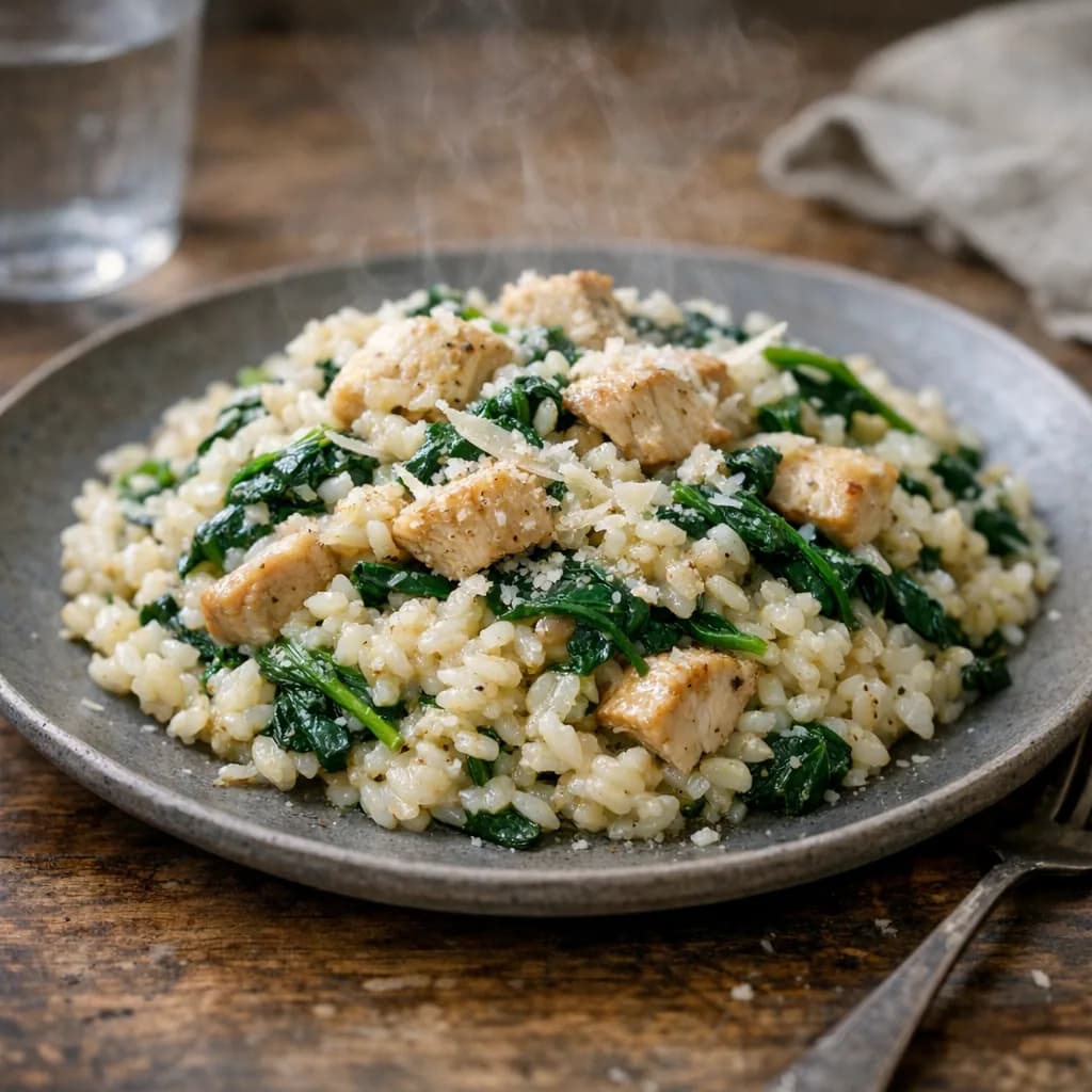 Chicken and Spinach Dinner Risotto recipe