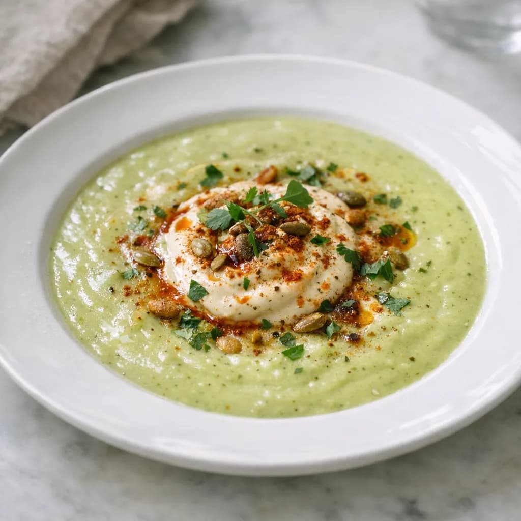 Chilled Avocado Soup with Spiced Cream recipe
