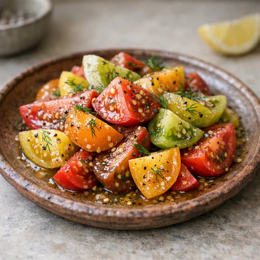 Chilled Heirloom Tomato Salad with Dill and Mustard recipe