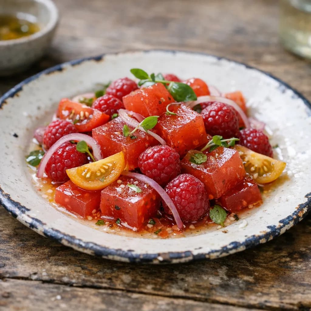 Chilled Tomato and Raspberry Salad recipe