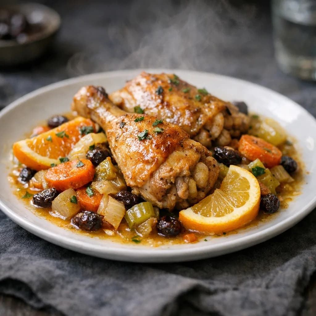 Citrus-Braised Vegetables with Golden Raisins recipe