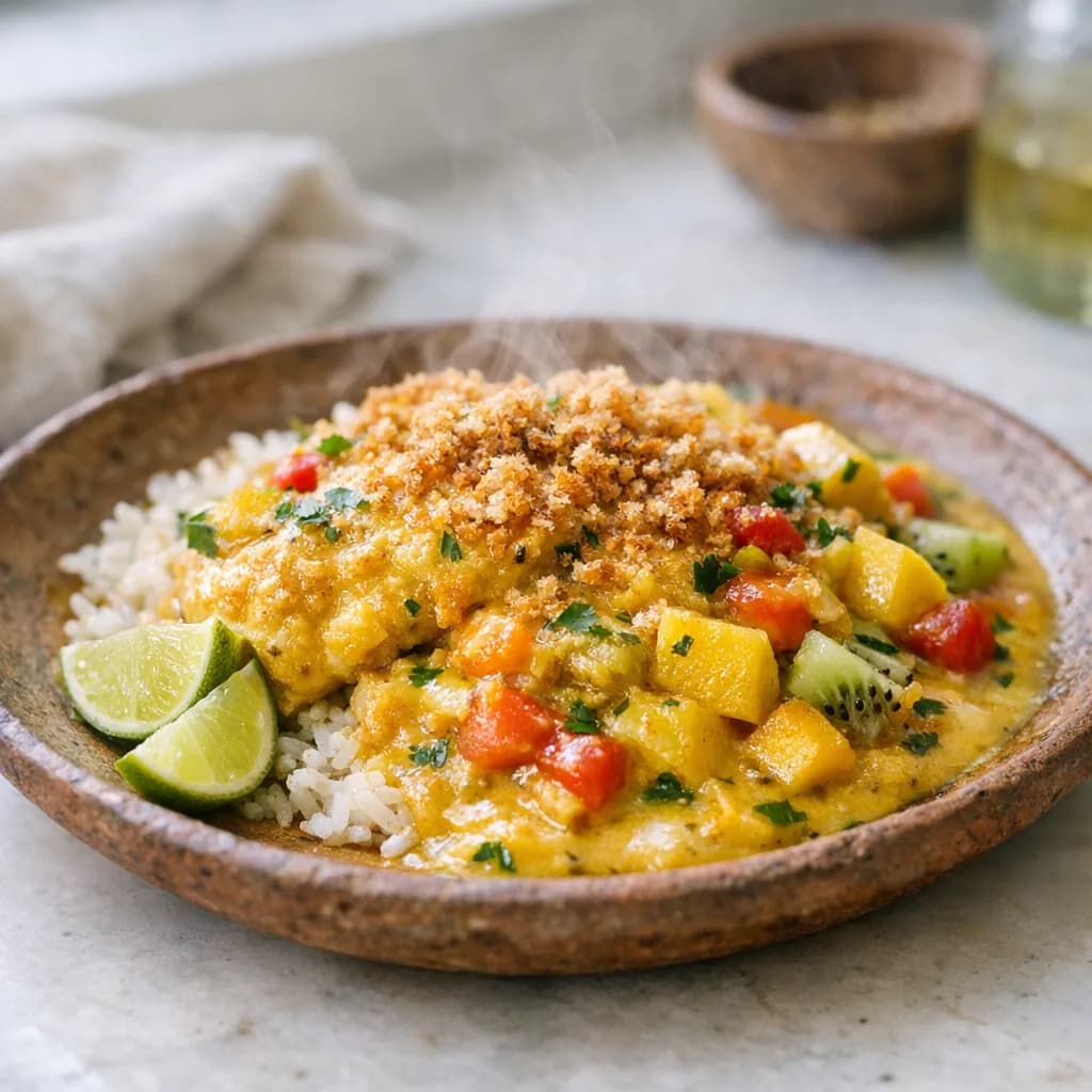 Coconut Curry Haddock with Tropical Fruit recipe