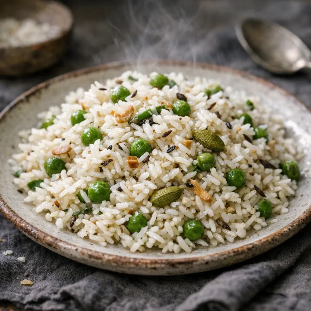 Coconut Rice with Peas and Spices recipe
