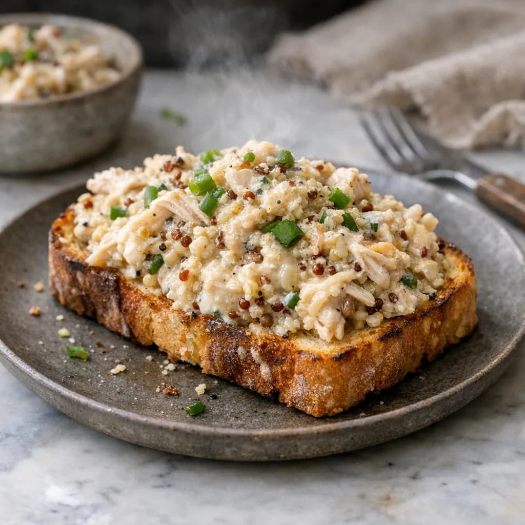 Creamy Chicken and Rice Dinner Toast recipe