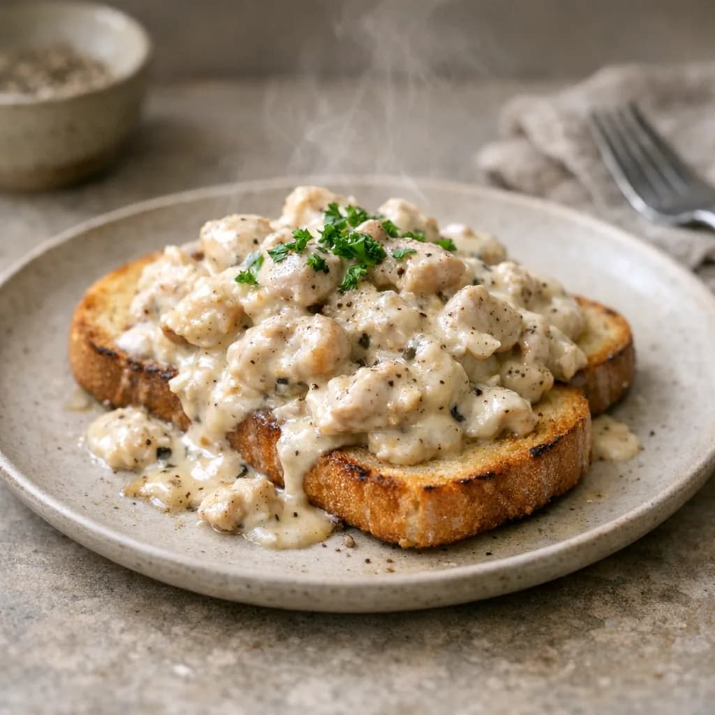Creamy Chicken Dinner Toast recipe
