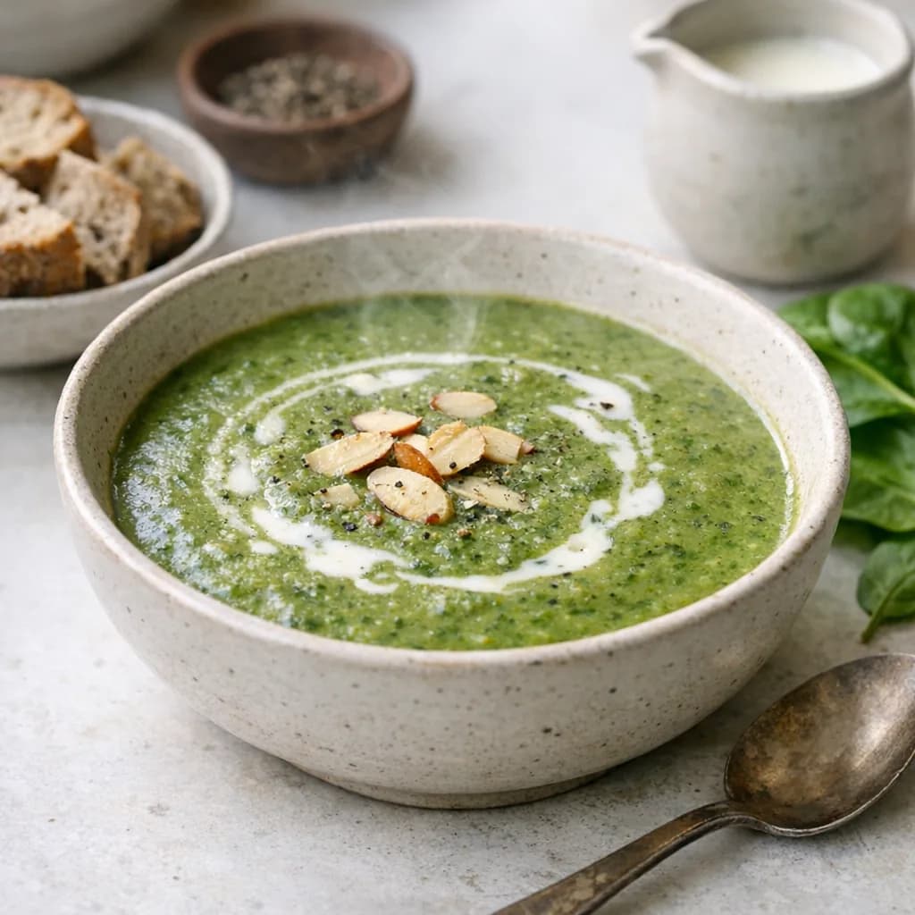 Creamy Spinach Soup with a Diabetic-Friendly Twist recipe