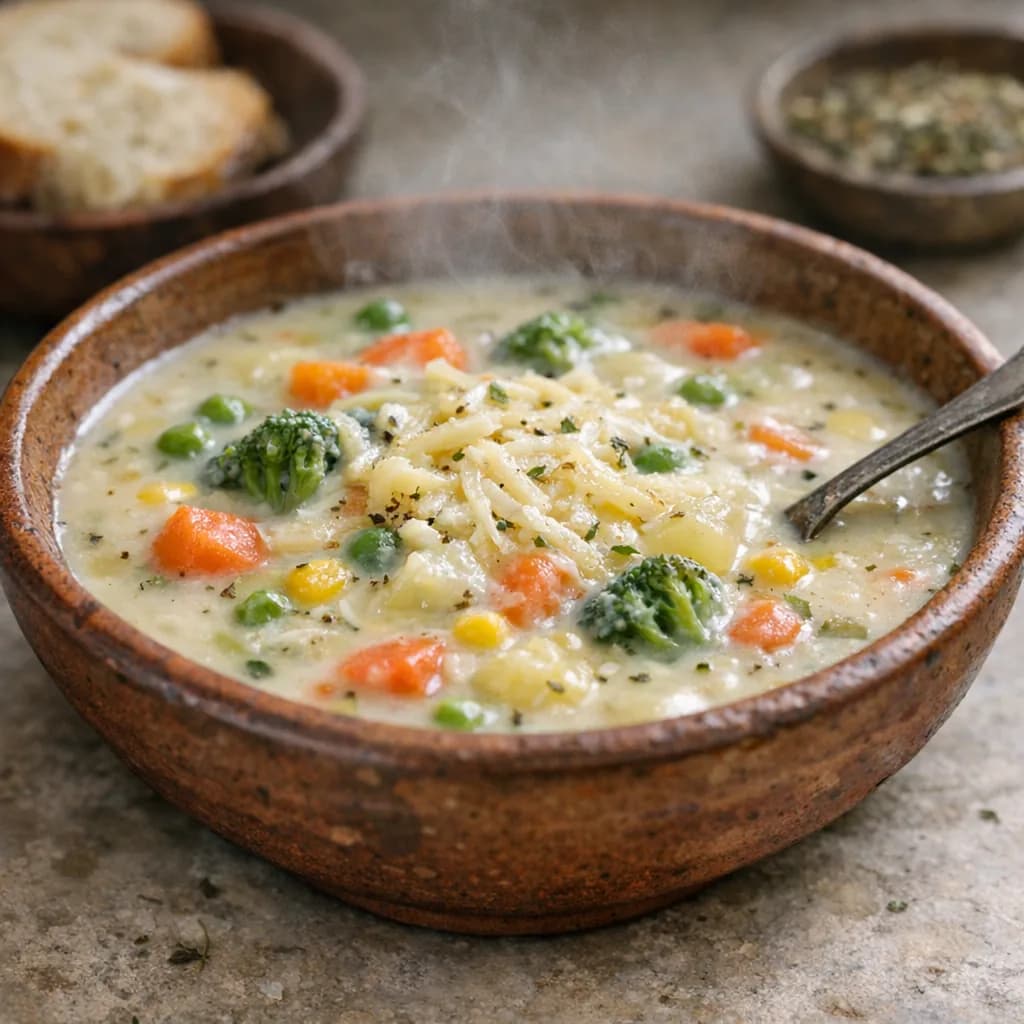 Creamy Vegetable Soup with Cheese recipe
