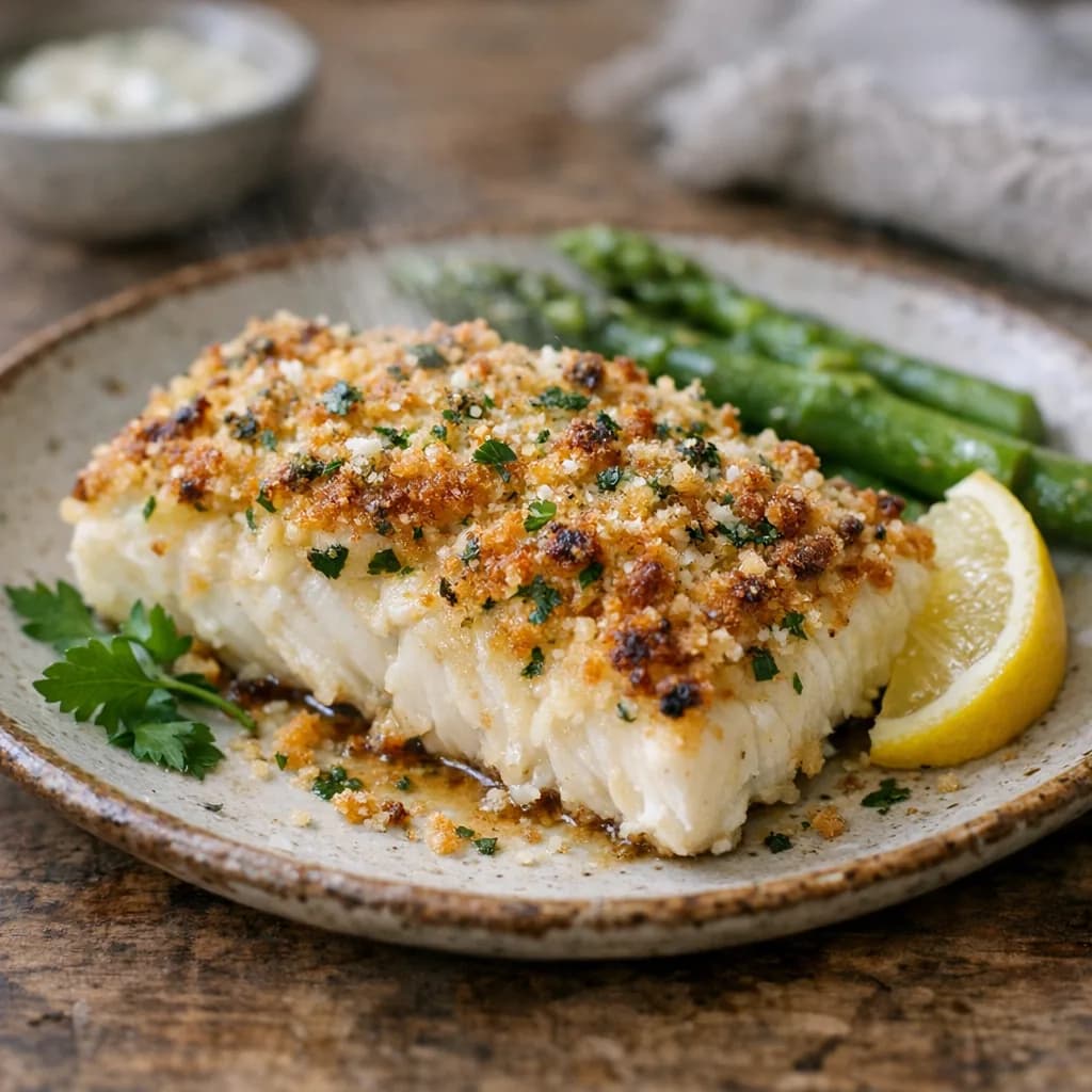 Crispy Baked Halibut with Parmesan Crust recipe