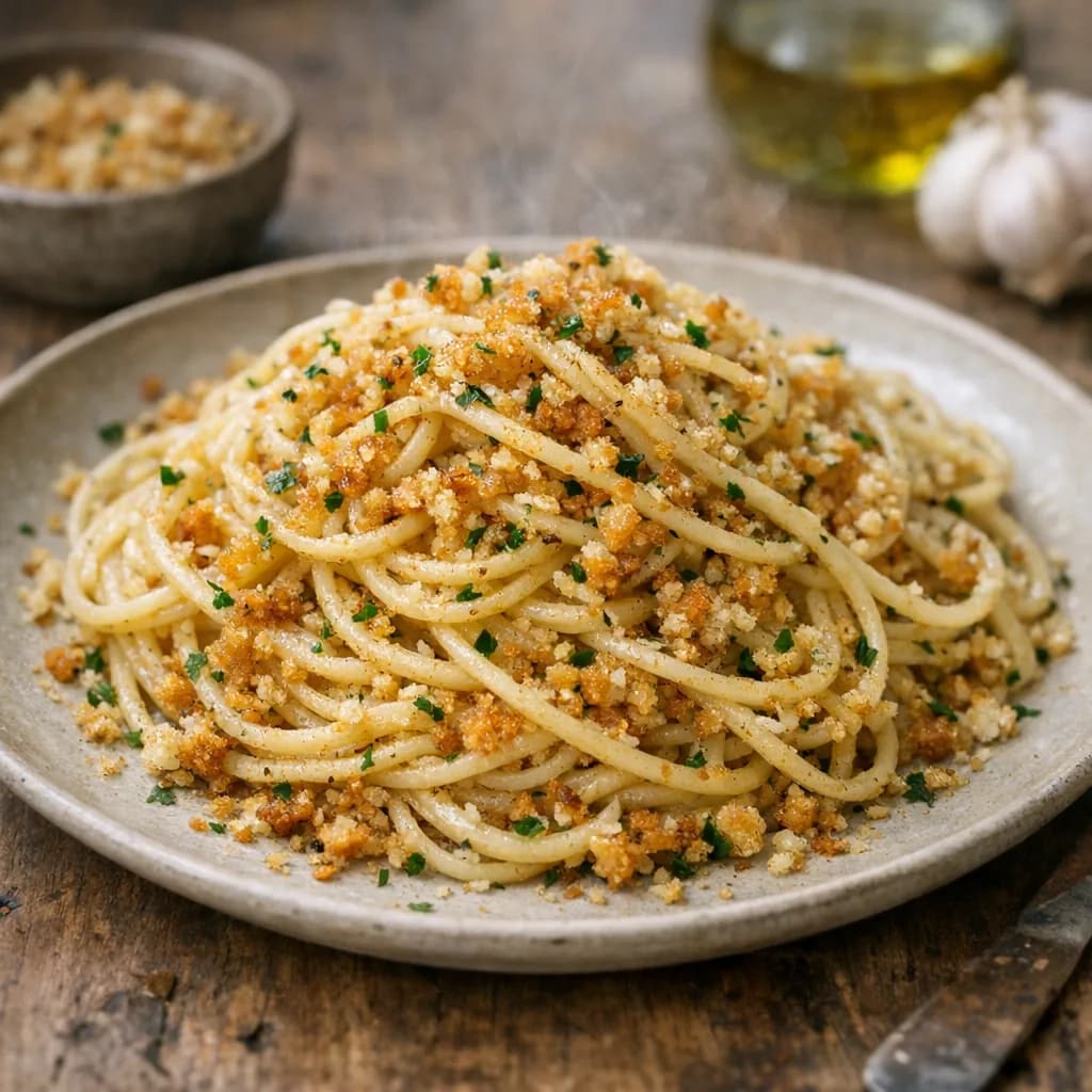 Crispy Garlic Breaded Pasta recipe