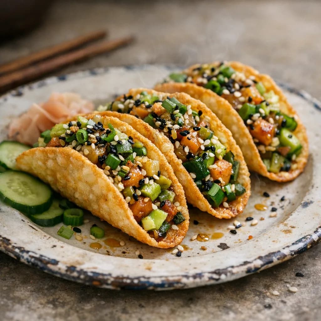 Crispy Pescatarian Poke Tacos recipe