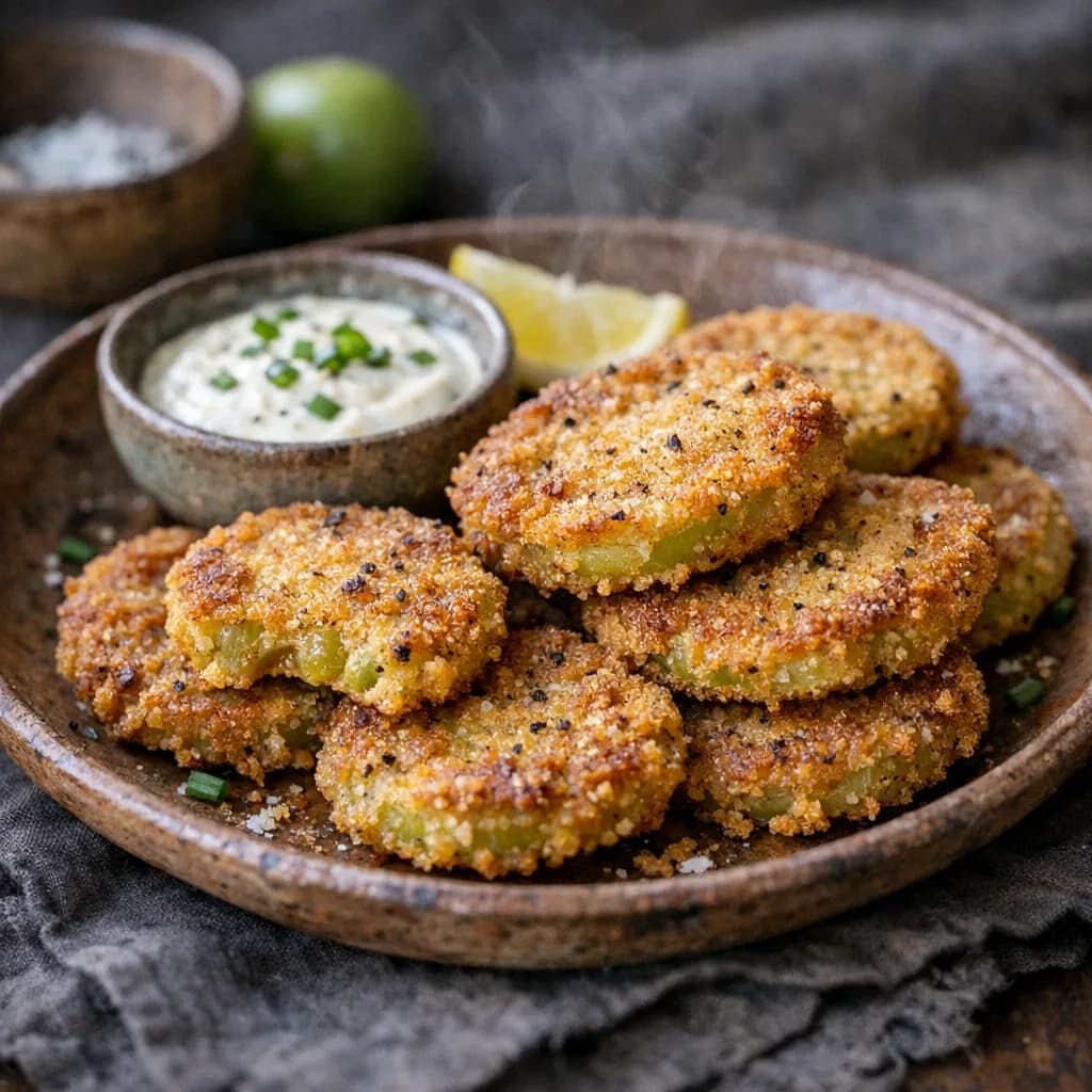 Crispy Vegan Fried Green Tomatoes recipe