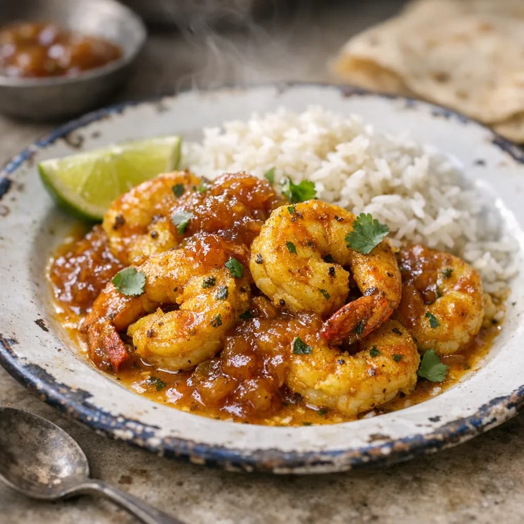 Curried Shrimp with Chutney Sauce recipe