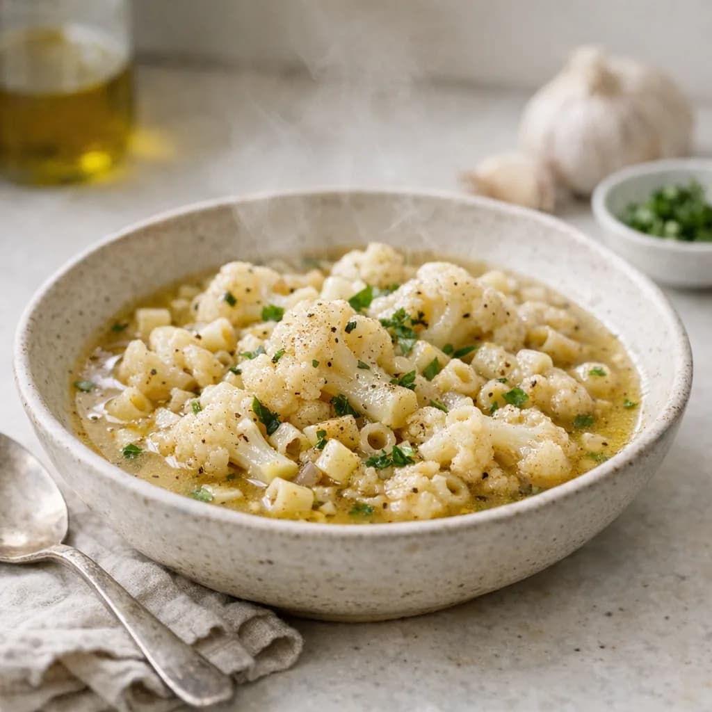 Diabetic-Friendly Cauliflower Pasta Soup recipe