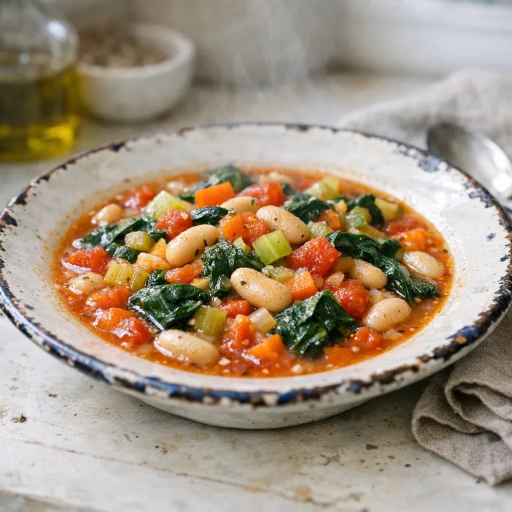 Diabetic-Friendly Italian Vegetable Soup with Beans Spinach recipe