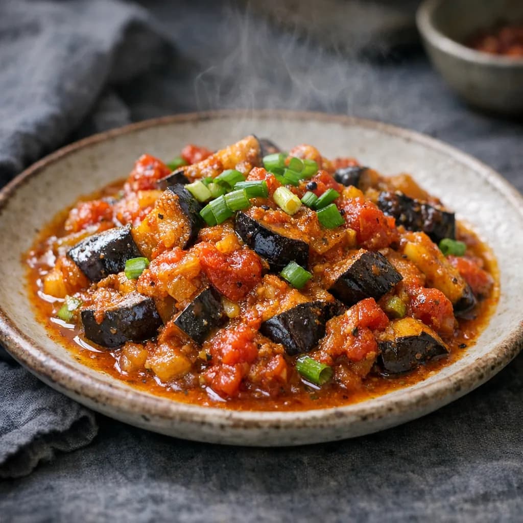 Eggplant and Tomato Curry with Green Onions recipe