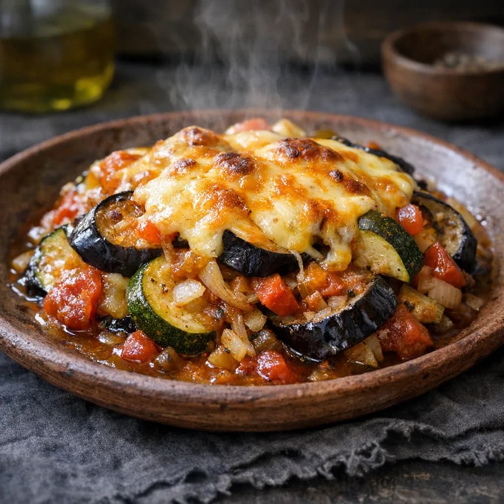 Eggplant and Zucchini Bake with Colby Cheese recipe