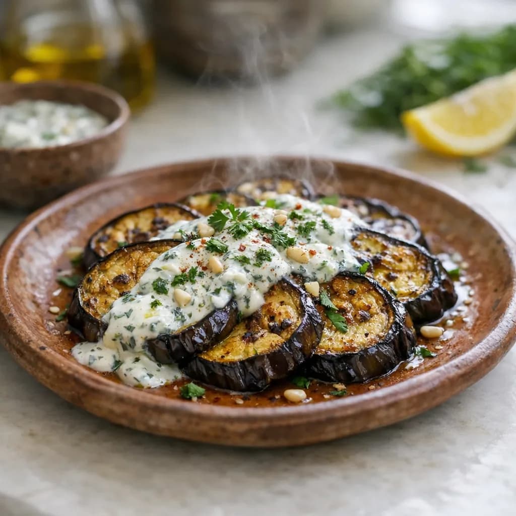 Eggplant with Herbed Yogurt Sauce recipe