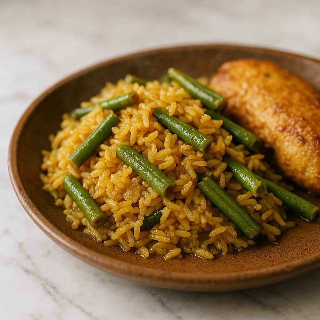 French Beans and Saffron Rice recipe