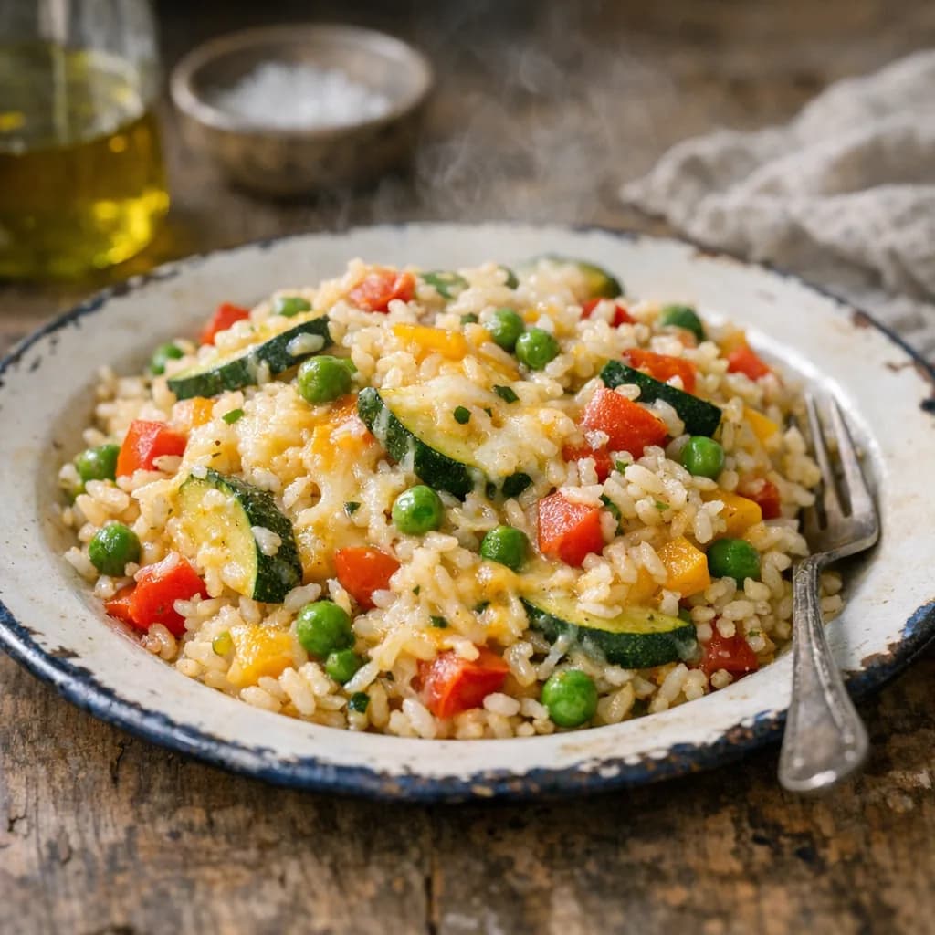 Gluten-Free Cheesy Vegetable Rice Skillet recipe