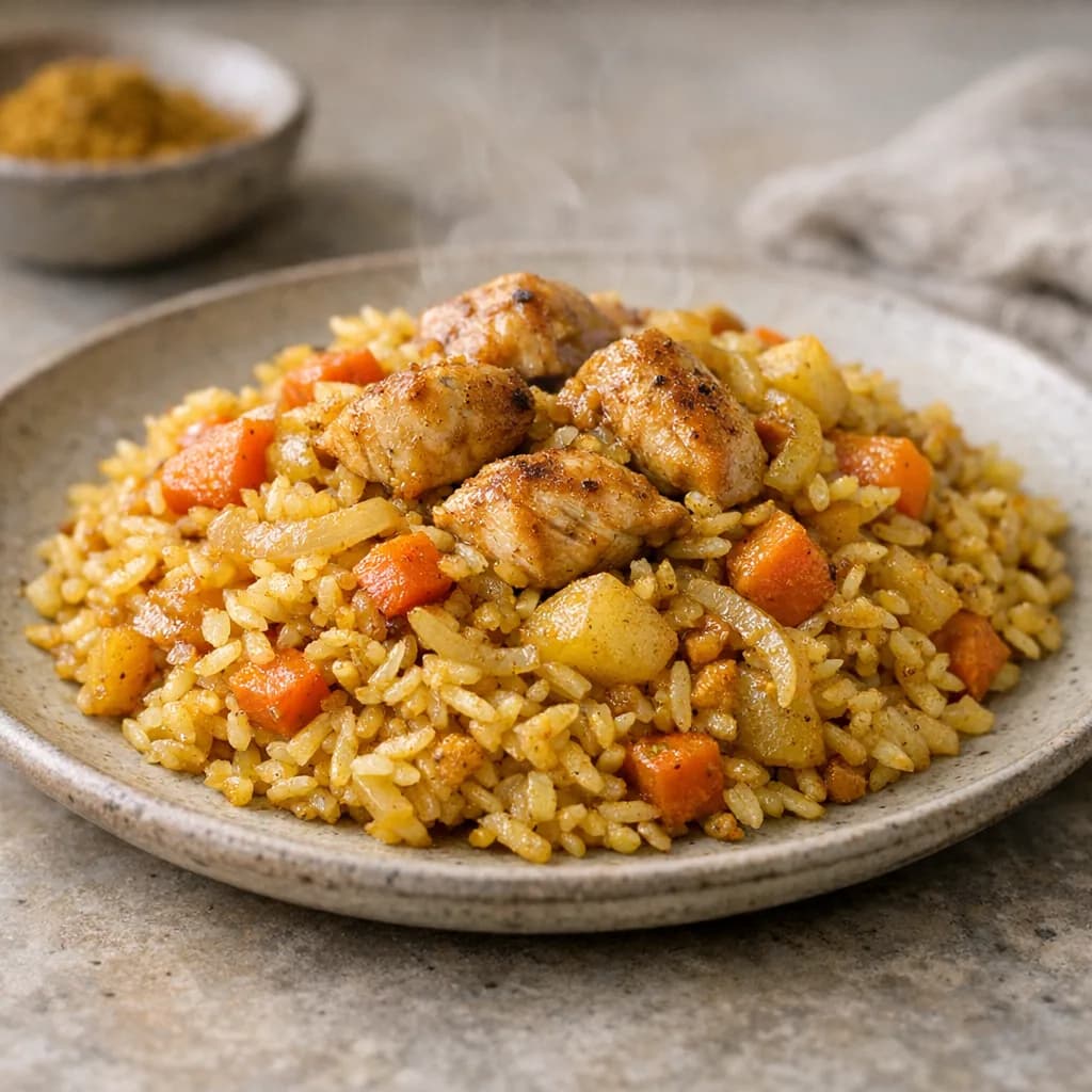 Gluten-Free Cinnamon Curry Rice with Chicken recipe