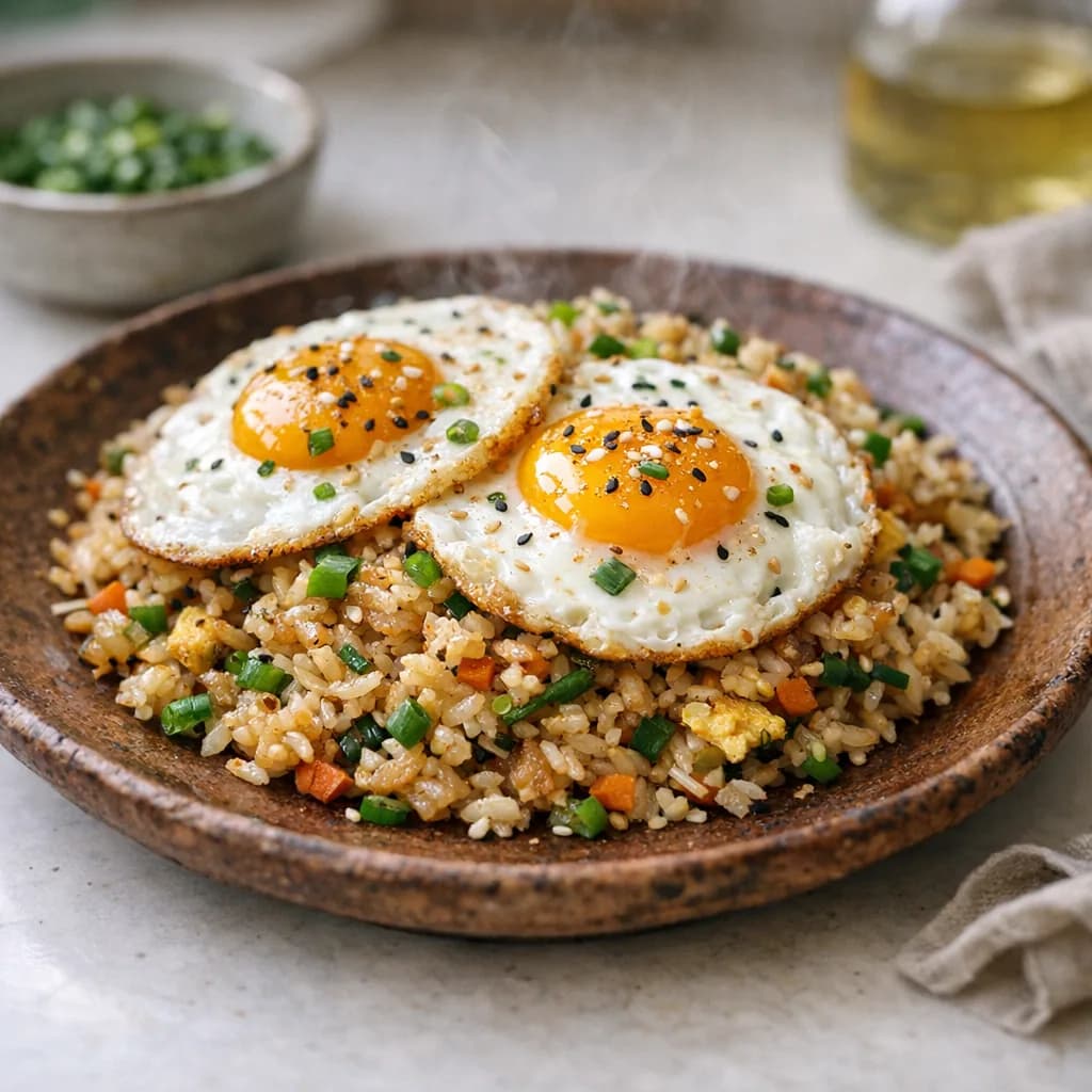 Gluten-Free Ginger Fried Rice with Sunny-Side Eggs recipe