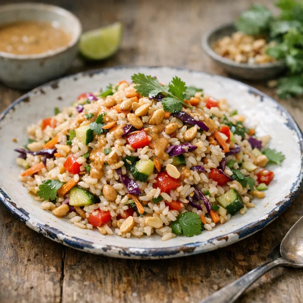 Gluten-Free Thai Rice Salad with Peanut Dressing recipe
