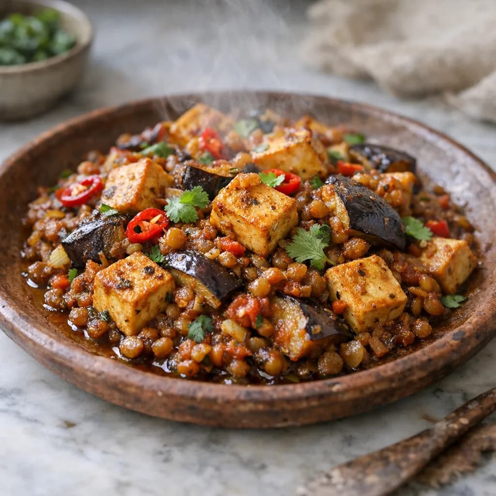 Gluten-Free Tofu and Aubergine Lentil Bake recipe