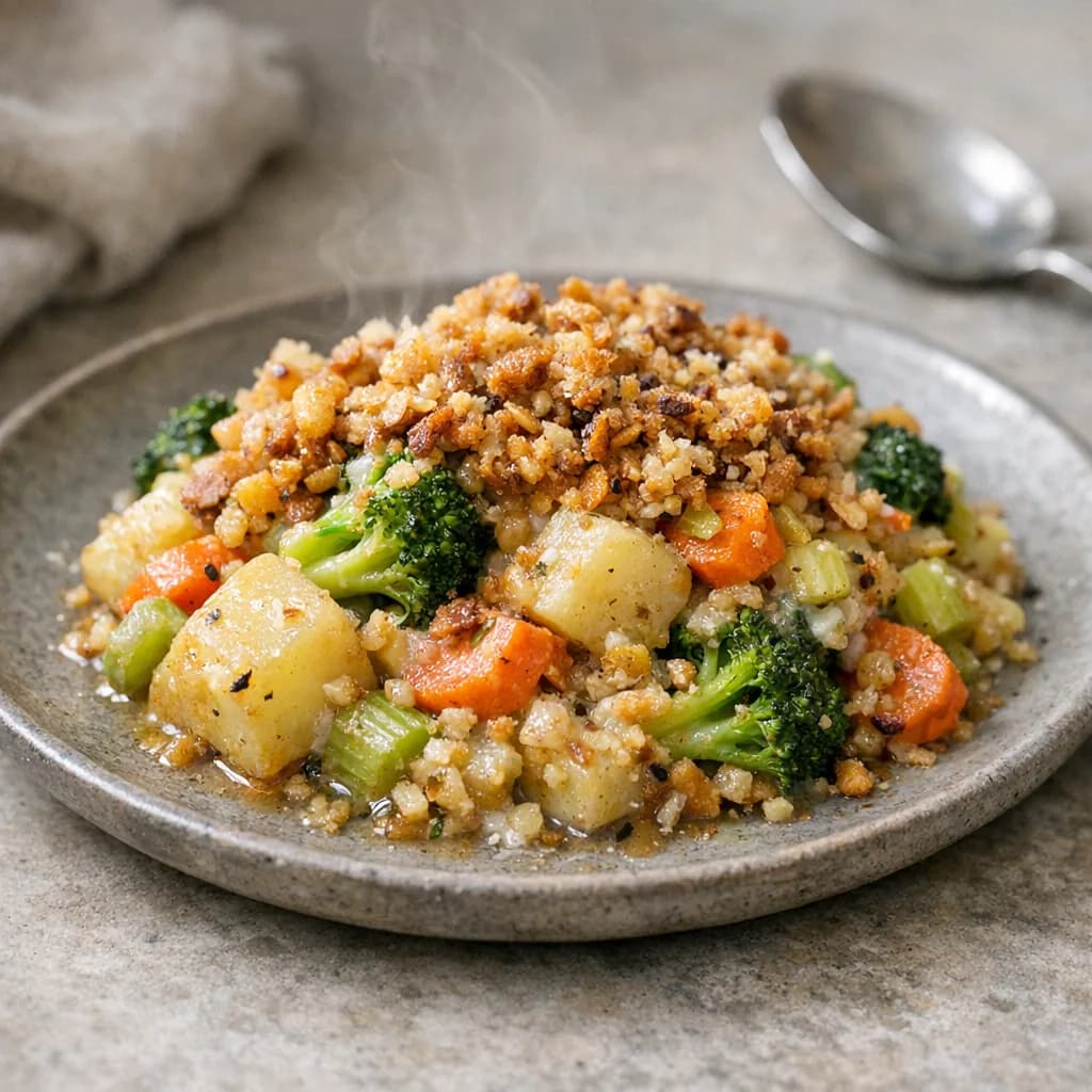 Gluten-Free Vegetable Casserole with Crunchy Topping recipe