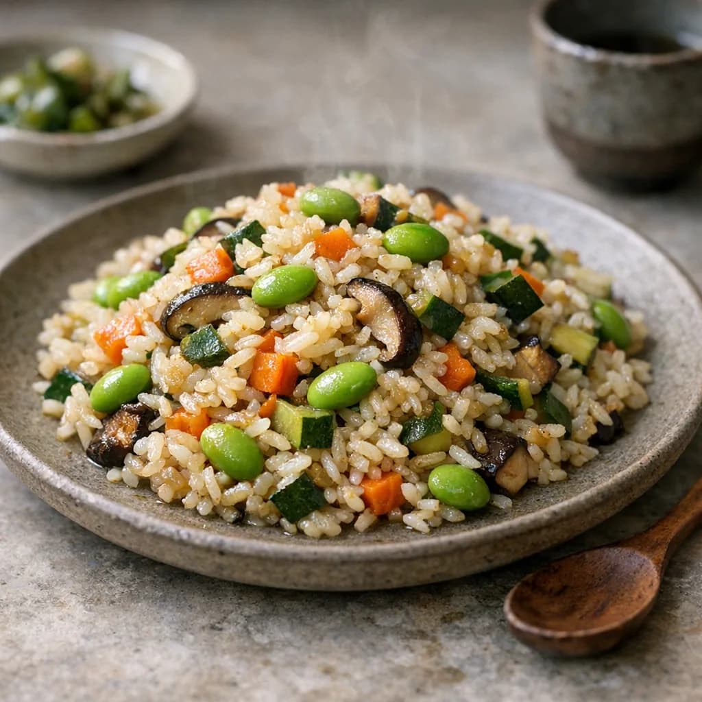 Gluten-Free Vegetable Rice Pot with Edamame recipe