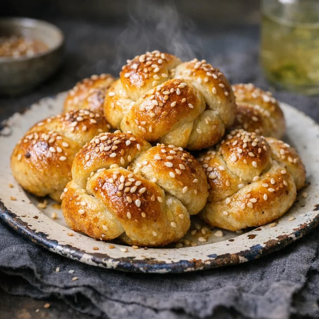 Golden Sesame Dinner Knots recipe