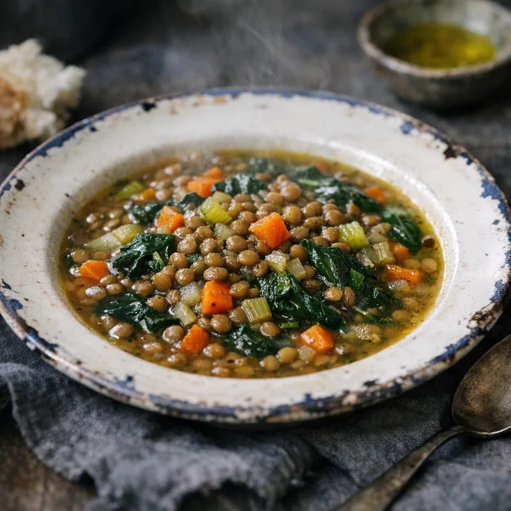 Greek Lentil and Spinach Dinner Soup recipe