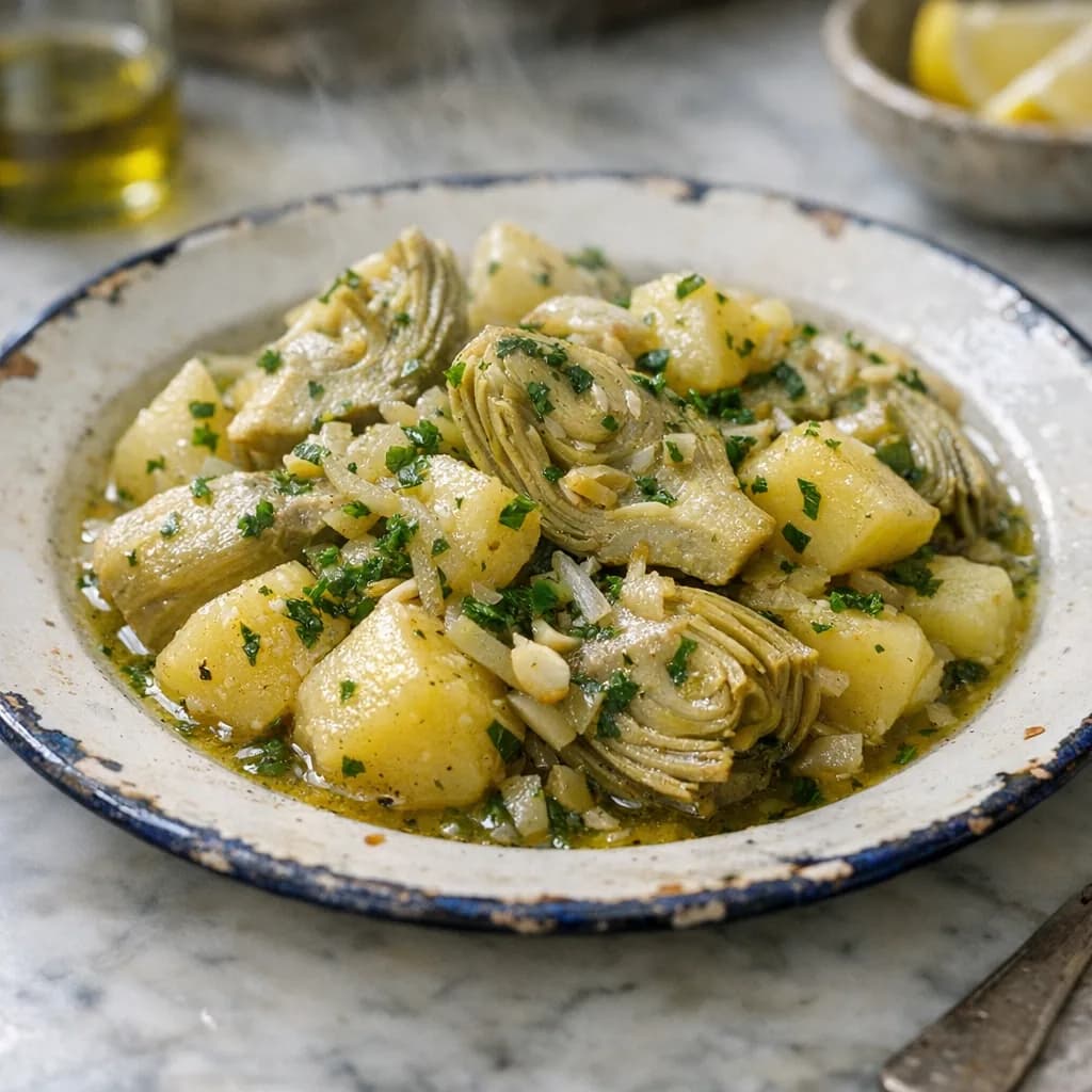 Greek-Style Artichokes and Potatoes Vegan Edition recipe