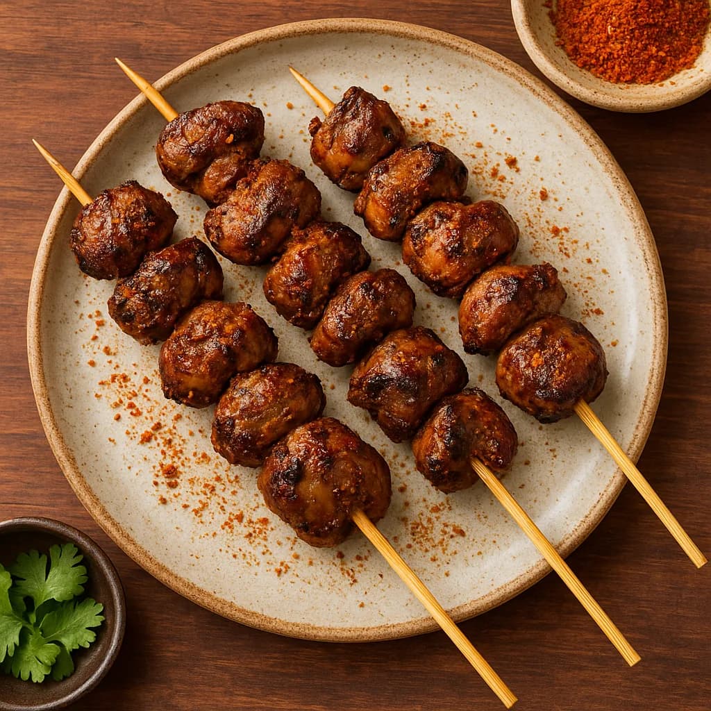 Grilled Chicken Liver Skewers with Indian Spices recipe