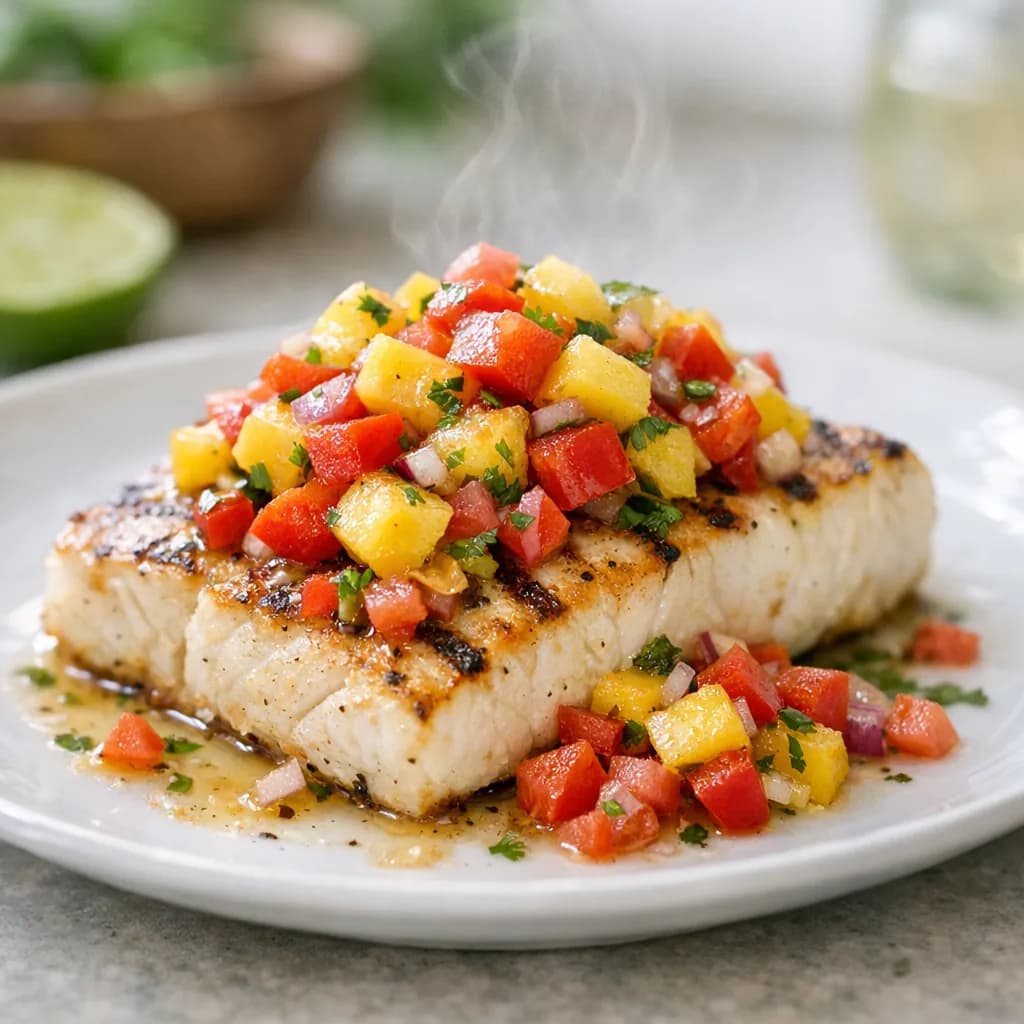 Grilled Halibut with Tropical Salsa recipe