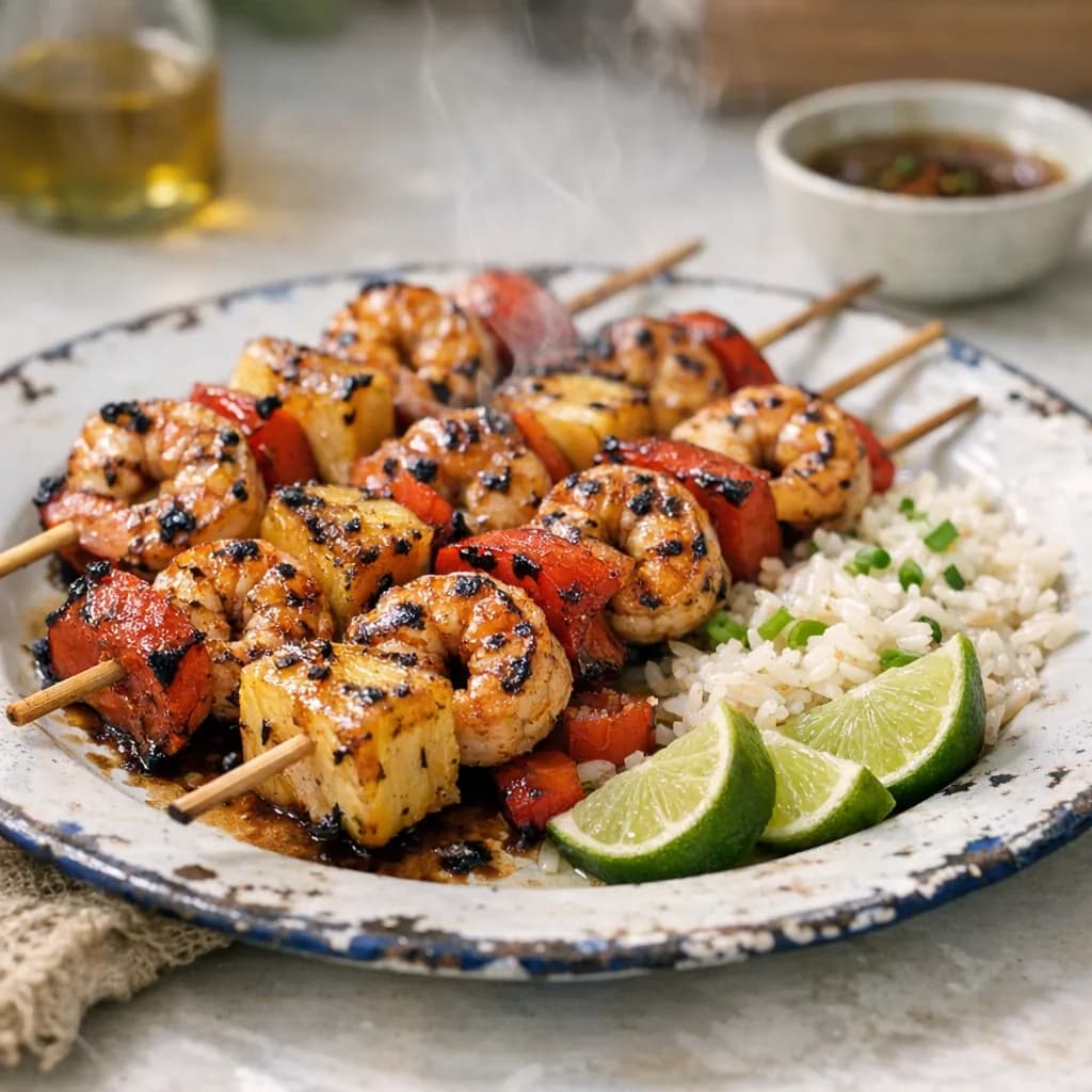Grilled Shrimp Pineapple Dinner Kabobs recipe
