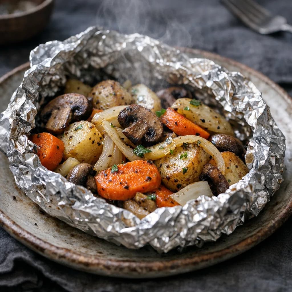Grilled Veggie and Beef Foil Packets recipe