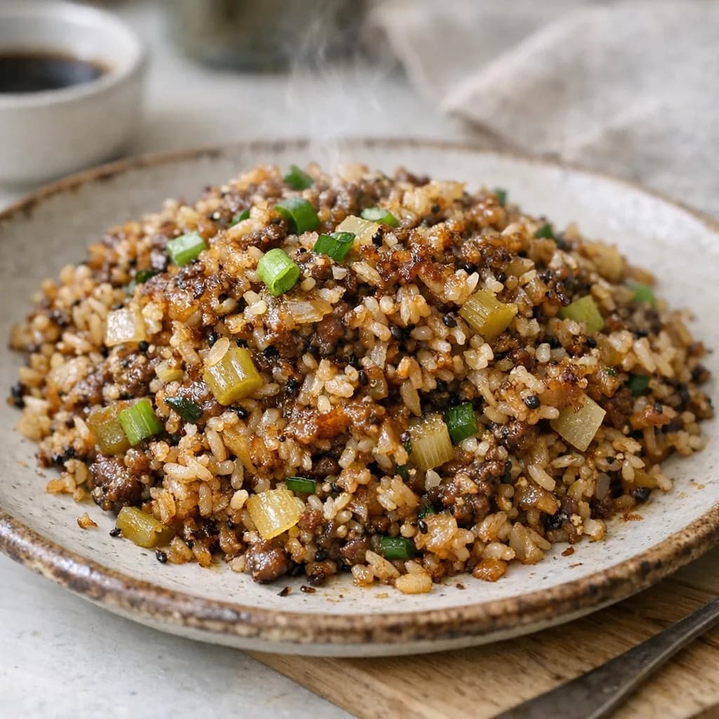 Halal Baked Rice and Beef Casserole recipe
